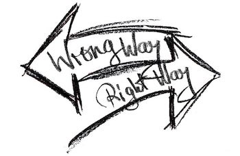 image of arrows point to right way and wrong way